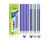 GutSache 12x Recambios Compatible con Legami [6 Azules, 2 Negros, 2 Violetas, 2 Turquesas], Altura 13 cm, Tinta Termosensible, Punta del Bolígrafo 0,7 mm, Ideal para la Oficina y la Escuela