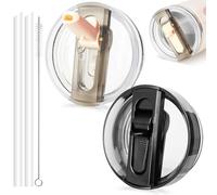 GutSache 2 unidades para tapa Stanley Cup a prueba de fugas, compatible con Stanley Quencher H2.0 40 oz, con 2 pajitas y 1 pajita, sin BPA, apto para lavavajillas (blanco + negro)