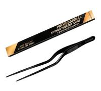 Gutsdoor Pinzas chapadas de acero inoxidable de precisión de 8 pulgadas, pinzas culinarias negras para cocina