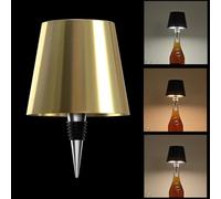 Gutsyluv Lámpara inalámbrica para botella - Lámpara de mesa de 3 colores con atenuación continua, luces inalámbricas recargables para botellas de vino, lámpara LED táctil para botella de vino para el