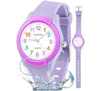 GUUMUXIN Reloj Analógico para Niños, Impermeable 30m, Fácil de Leer, Relojs para Enseñar el Tiempo, con Correa de Silicona, Reloj Deportivo al Aire Libre para Niños y Niñas de 4 a 13 Años