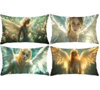 Guuogxan Funda Almohada 40x80cm, Angel Girl Funda Cojin Rectangular Pack 4, Fundas Almohadas Patrón Doble Cara, Lino Cojines Sofa con Cremallera Invisible para Decoración Home Cama, Regalo s-831