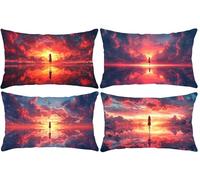 Guuogxan Funda Almohada 40x80cm, Sky Girl Funda Cojin Rectangular Pack 4, Fundas Almohadas Patrón Doble Cara, Terciopelo Cojines Sofa con Cremallera Invisible para Decoración Home Cama, Regalo s-823