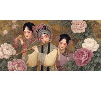 Guuogxan Pintar por Numeros Adultos Peonía de teatro, Cuadros para Pintar por Numeros, Kit de Pintura al Oleo de Lienzo DIY, Pigmento Acrílico, Decoración para el Hogar 100x50cm Sin Marco d-918