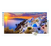 Guuogxan Pintura de Diamante Santorini, 5D Diamant Painting Set Voll Zubehör, 120x60cm/48x24in Malen Nach Zahlen Erwachsene Kinder DIY, Daiments Painting Klebebilder Leinwand Groß, Home Décor