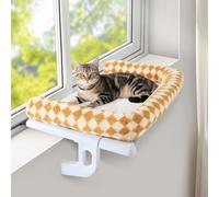 GUUSII HOME Hamaca Cama Gato Ventana para Amaca Camita Gatos Colgante de Interior Grande Ajustable Fácil de Montar y Mover Durable Sin Taladro Sin Succión 55 * 38cm Soporta hasta 18kg(Marrón,S)
