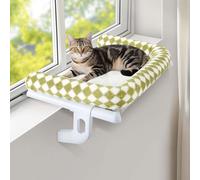 GUUSII HOME Hamaca Cama Gato Ventana para Amaca Camita Gatos Colgante de Interior Grande Ajustable Fácil de Montar y Mover Durable Sin Taladro Sin Succión 55 * 38cm Soporta hasta 18kg(Verde,S)