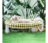 GUUSII HOME Hamaca Gato Ventana Plegable Cama con Ventosa Fuerte Gatos Grande Colgante Soporte Camita para Gatitos de Interior con Alfombra Reversible Cat Window Perch Bed 54 * 30cm (Verde, M)