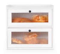 GUUSII HOME Panera Vintage Paneras para Guardar el Pan Madera Caja de Pan Cajas de Pan Modernas Contenedor de Pan Grandes de Doble Capa para Mostrador de Cocina con Puerta 36 * 24 * 34cm(Blanco)