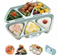 GUUTHQOR 6 in 1 Onigiri Mold,triangle Rice Ball Onigiri Molds,Plastic Bento Box for Making and Storing Sushi,Easy To Store Carry and Clean,for Picnics, Office Meals, Etc (blue)