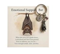 GUUTHQOR Emotional Support Bat Inspirational Keychain,Metal Bat Pendant with Encouragement Verse Card Gift for Friends,Anxiety Relief Gifts (1PCS)