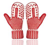 GUUTHQOR The Naughty List Mittens,Cozy Knit with A Hidden Attitude,Hand Knitted Hidden Middle Finger Mittens,Stretchy Knit Gloves, for Cold Weather Sports Snow Running (red)