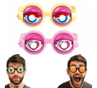 GUUTHQOR Winking Eye Glasses,Winking Glasses,Funny Glasses With Winking Eye Mechanism,Halloween Trick Funny Eyes Glasses,For Dress Up Party Birthday Photography Role Play Themed Events (C+D)
