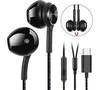 GUUVOR Auriculares USB Tipo C, HiFi Estéreo con Micrófono, con Cable Magnéticos, para iPhone 15, iPad Pro 2021/2022, Huawei P50/40, Samsung con Interfaz Tipo C - Negro