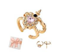 GUUZETU Conjunto de anillos vintage ajustables con diseño de espada atravesando un corazón, anillos góticos con forma (#C)