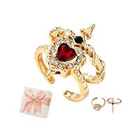 GUUZETU Conjunto de anillos vintage ajustables con diseño de espada atravesando un corazón, anillos góticos con forma (#A)