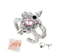 GUUZETU Conjunto de anillos vintage ajustables con diseño de espada atravesando un corazón, anillos góticos con forma (#D)