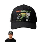 GUUZETU Gorra «Funny Frog Never Ever Give Up» (Resistencia), Gorra de béisbol Vintage Ajustable y motivadora para Hombre y Mujer (1PCS)
