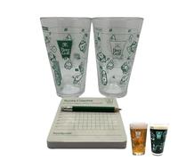 GUUZETU Il campo da golf a 9 buche su un bicchiere da birra, gioco da golf in bicchiere da birra, divertenti bicchieri da birra da 16 once con sottobicchieri segnapunti e matita da golf (1 set)