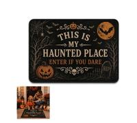 GUUZETU This is My Haunted Place - Enter If You Dare Felpudo Vintage de Halloween, Divertida y Espeluznante Alfombra de Bienvenida, Alfombra gótica Antideslizante para Porche Frontal (40 * 60cm)
