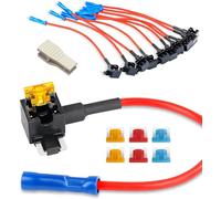 GUUZI 10 Piezas 12-24 V Perfil bajo Mini Coche Agregar un Circuito Fusible Tap Adaptador APS ATT Fusible de Cuchilla Conjunto para automóviles Camiones Barcos con Fusible de 5/10/15 amperios