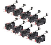 GUUZI 10pcs V-156-1C25 Microinterruptor de Límite con Rodillo de Bisagra Larga Acción Instantánea SPDT Momentánea para Arduino