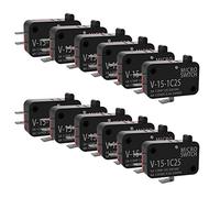 GUUZI 12 Piezas 125V/250V 15A SPDT Botón de Acción a Presión Micro Interruptor de Límite para Puerta de Horno Microondas V-15-1C25