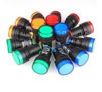 GUUZI 16 Piezas de Luz Indicadora Rojo/Amarillo/Azul/Verde 22mm Panel Piloto LED AC 220V-380V 20mA Lámpara de Señal Indicadora (Cada Color 4 Piezas)