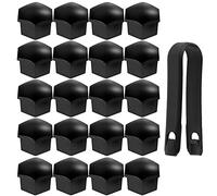 Guuzi 20pcs 17mm Tapas para Tuercas de Rueda de Coche, Cubierta de Tornillo, Llantas de Perno, Decoración Exterior a Prueba de Polvo (Negro)