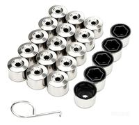 Guuzi 20pcs Tapas Tuercas Rueda 17mm,Cubiertas Hexagonales Universales Tuercas Tornillos Neumáticos Coche: 4 Tapas Pernos Bloqueo Antirrobo+16 Tapas Normales,Herramienta Eliminación Incluida(Cromo)