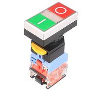 GUUZI 22mm 10A 220V 1 NO 1 NC ON Off Start Stop Interruptor Momentáneo Botón Pulsador con Luz Amarilla Indicador de Voltaje de Luz LA38-11D / RG