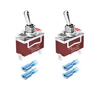 GUUZI 2pcs Interruptor de Palanca 12VDC 15A / 24VDC 10A / 125VAC 15A / 250VAC 10A Encendido/Apagado 2 Pines 2 Posiciones Interruptor SPST Coche Interruptores Basculantes con Conectores Cable