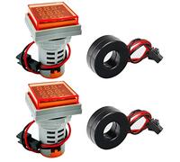 GUUZI 2pcs Pantalla de Tres Dígitos Corriente CA 20-500V, Voltaje 0-100A, Indicador de Frecuencia 20-70HZ, Monitor de Instrumento de Medición Multifunción LED de Cabeza Cuadrada de 22mm (Rojo)