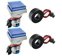 GUUZI 2pcs Pantalla de Tres Dígitos Corriente CA 20-500V, Voltaje 0-100A, Monitor de Instrumento de Medición Multifunción LED de Cabeza Cuadrada de 22mm, Indicador de Frecuencia 20-70HZ (Azul)