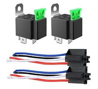 GUUZI 2pcs Relés de Fusibles de 30 A para Coche y Camión, Kit de Enchufe de 30 A ATO/ATC, Juego de Arnés de Interruptor, 12 V CC, 4 Pines SPST Cables Automotrices de 14 AWG