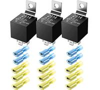 GUUZI 3 Pack 24V 40 Amp Car Relay DC 5 Pin SPDT - Kit de Relés para Automoción, Camión, Furgoneta, Motocicleta, Barco (Terminal de Nailon de 12 Piezas)