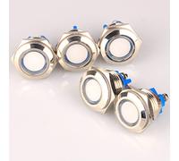 GUUZI 5 Piezas 12V-24V 16mm LED Luz Indicadora de Metal Lámpara de Señal Impermeable con Cable(Blanca)