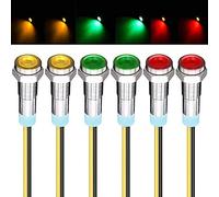 GUUZI 6 Piezas 220V-230V 6mm Panel LED Piloto Dash Luz de Advertencia Indicador Lámpara Luz Indicadora Lámpara Piloto Dash Bombillas direccionales (Rojo/Amarillo/Verde)