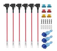 GUUZI 6pcs 12V-24V Perfil Bajo Adaptador de Fusible Add-A-Circuit con Arnés de Cables,Mini Portafusibles con 6pcs Fusibles de Repuesto(5A/10A/15A)