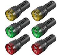 GUUZI 6pcs AC DC 12V 22mm LED Lámpara de Luz Indicadora de Señal de Alarma de Flash con Zumbador (Rojo/Amarillo/Verde, Cada uno para 2 Piezas)