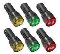 GUUZI 6pcs AC DC 24V 22mm LED Lámpara de Luz Indicadora de Señal de Alarma de Flash con Zumbador (Rojo/Amarillo/Verde, Cada uno para 2 Piezas)