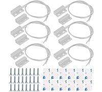 GUUZI 6pcs Blanco Interruptor Magnético Montado en Superficie con CableInterruptor de Lámina de Alarma con Sensor de Contacto de Ventana de Puerta(Interruptor Cercano al Imán,Conexión de Circuito)