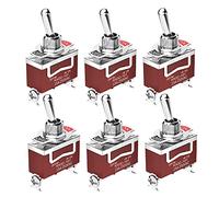 GUUZI 6pcs Interruptor de Palanca 12VDC 15A/24VDC 10A/125VAC 15A/250VAC 10A Encendido/Apagado 2 Pines 2 Posiciones SPST Interruptor Basculante de Coche Interruptores de Palanca