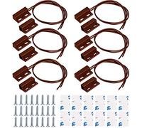 GUUZI 6pcs Marrón Interruptor Magnético Montado en Superficie con Cable Interruptor de Lámina de Alarma con Sensor de Contacto de Ventana de Puerta(Interruptor Cercano al Imán,Conexión de Circuito)