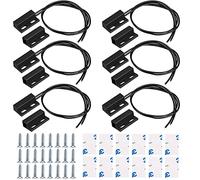 GUUZI 6pcs Negro Interruptor Magnético Montado en Superficie con Cable Interruptor de Lámina de Alarma con Sensor de Contacto de Ventana de Puerta(Interruptor Cercano al Imán,Conexión de Circuito)