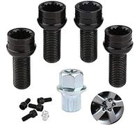 GUUZI Juego de Tuercas de Rueda de Bloqueo, 4 piezas M14*1,5mm Pernos de Rueda de Coche de Acero Juego de Tuercas de Rueda y Tuercas de Bloqueo con Llave para Au-di Go-lf Je-tta