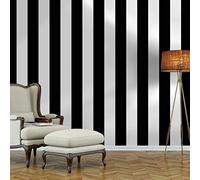 Guvana Papel tapiz autoadhesivo a rayas blanco y negro de 394 x 17.7 pulgadas, papel de contacto extraíble impermeable para sala de estar, gabinetes, estantes, cajones, decoración, rollo de vinilo