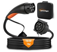 GUWIEYG Tipo 2 Alargador Cargador Coche Eléctrico, 11kW, 7m, 16A, Cable de Carga de Extensión para Vehículos Eléctricos IEC62196, Cable de Extensión del Cargador con Bolsa de Transporte
