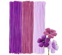 GUWINA 300 Piezas Limpiapipas Manualidades Morado Pastel, 30 cm Largo y 8 mm Grosor, Set de Limpia Pipas Coloridos, Tallos Chenilla en 3 Colores para Flores DIY y Decoraciones Festivas