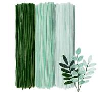 GUWINA 300 Piezas Limpiapipas Manualidades Verde Pastel, 30 cm Largo y 8 mm Grosor, Set de Limpia Pipas Coloridos, Tallos Chenilla en 3 Colores para Flores DIY y Decoraciones Festivas
